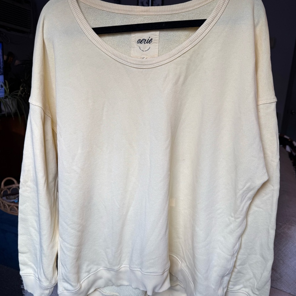 Aerie Butter Yellow Scoop Neck Sweater